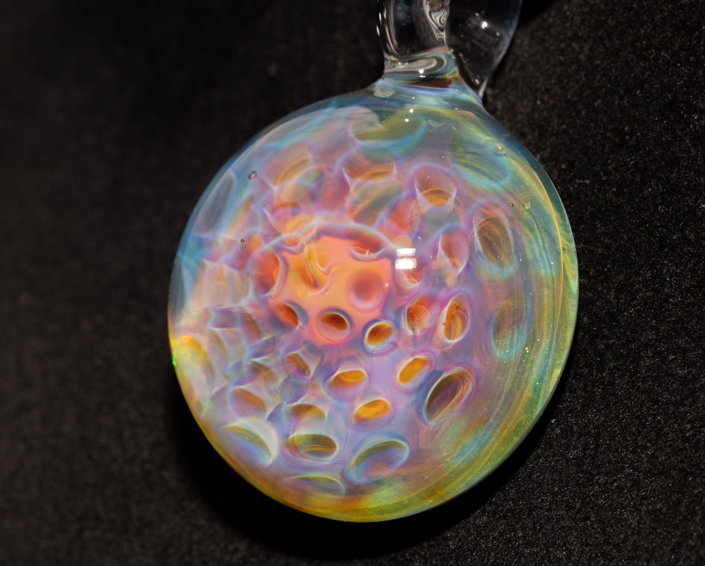 Silver Vapor Honeycomb Pendant | Borosilicate Art Jewelry | Deep Space Glass Necklace | Cosmic Glow Talisman Gift