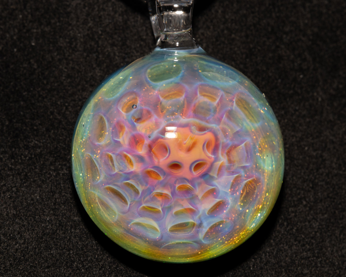 Silver Vapor Honeycomb Pendant | Borosilicate Art Jewelry | Deep Space Glass Necklace | Cosmic Glow Talisman Gift