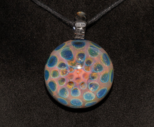Fumed Honeycomb Glass Pendant | Iridescent Borosilicate Necklace | Galaxy Depth Jewelry | Artisan Cosmic Creation