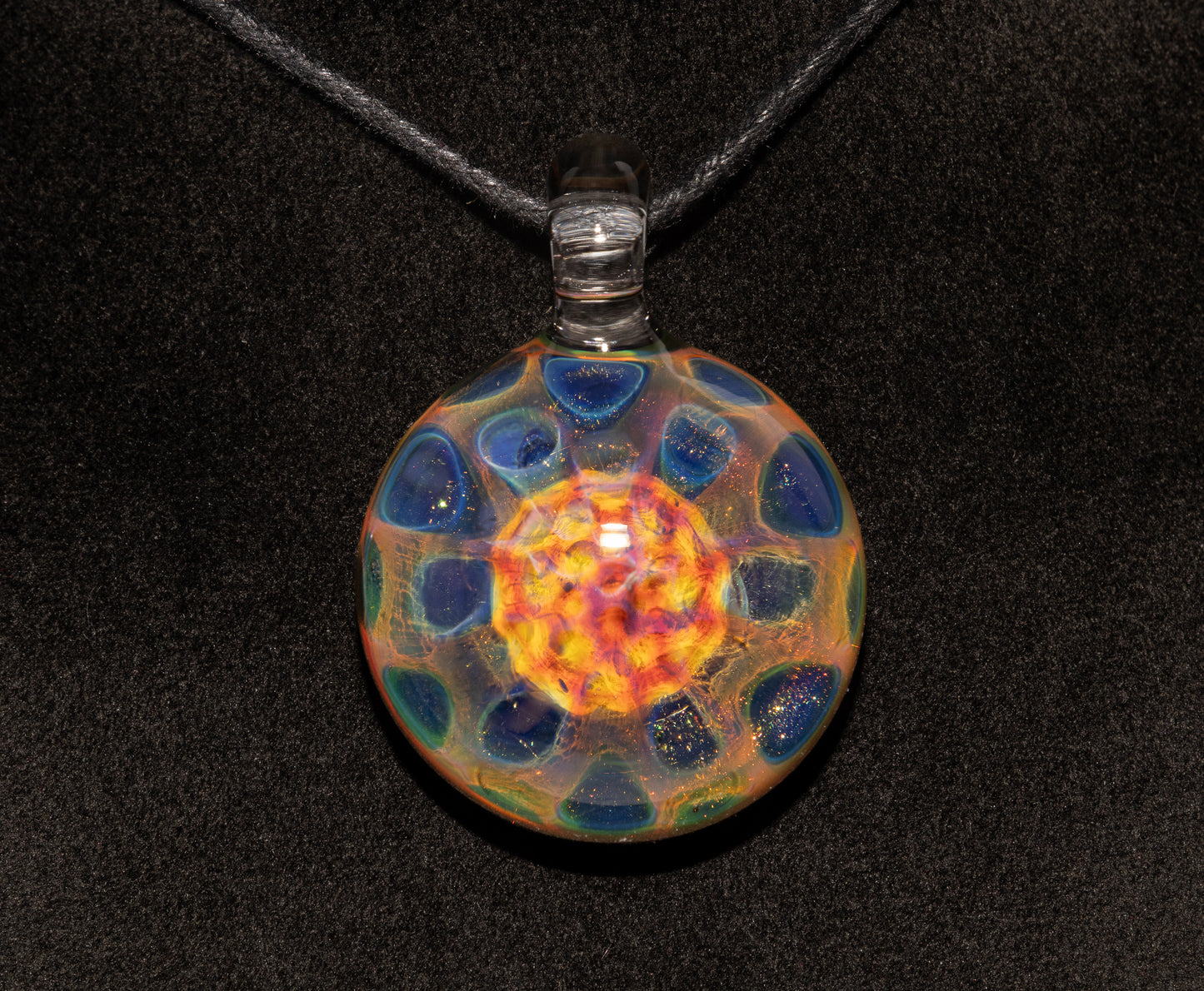 Silver Infused Glass Pendant | Heady Honeycomb Necklace | Borosilicate Color Shift Jewelry | Galaxy-Inspired Design