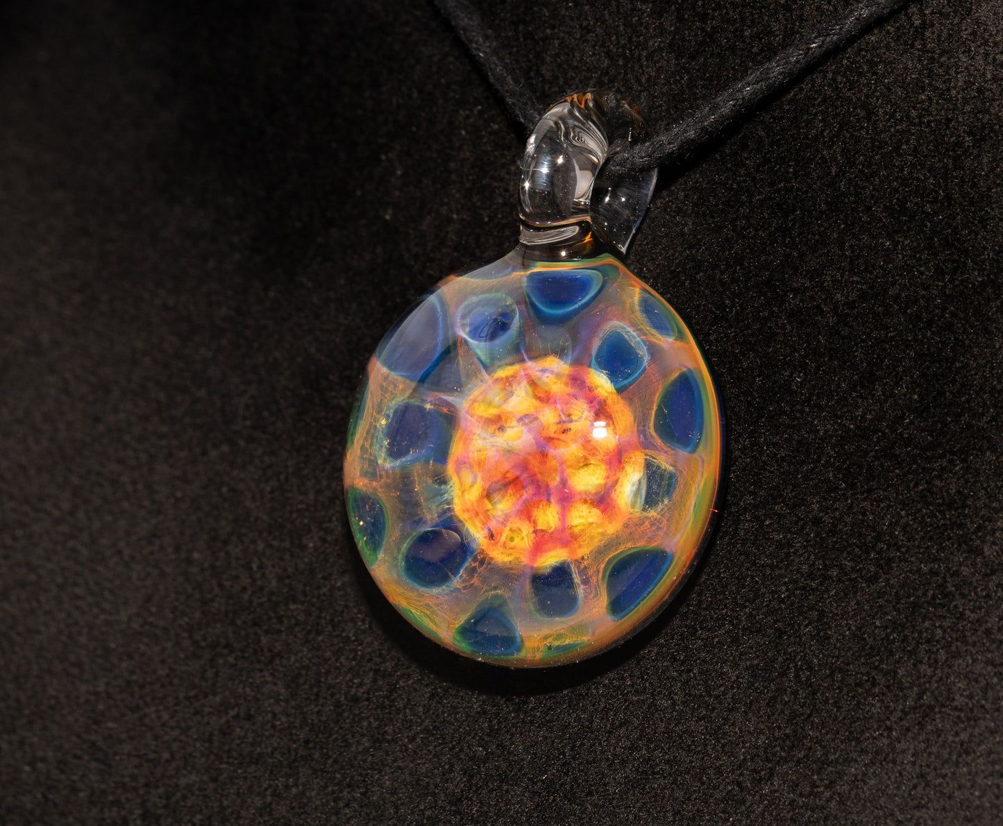 Silver Infused Glass Pendant | Heady Honeycomb Necklace | Borosilicate Color Shift Jewelry | Galaxy-Inspired Design