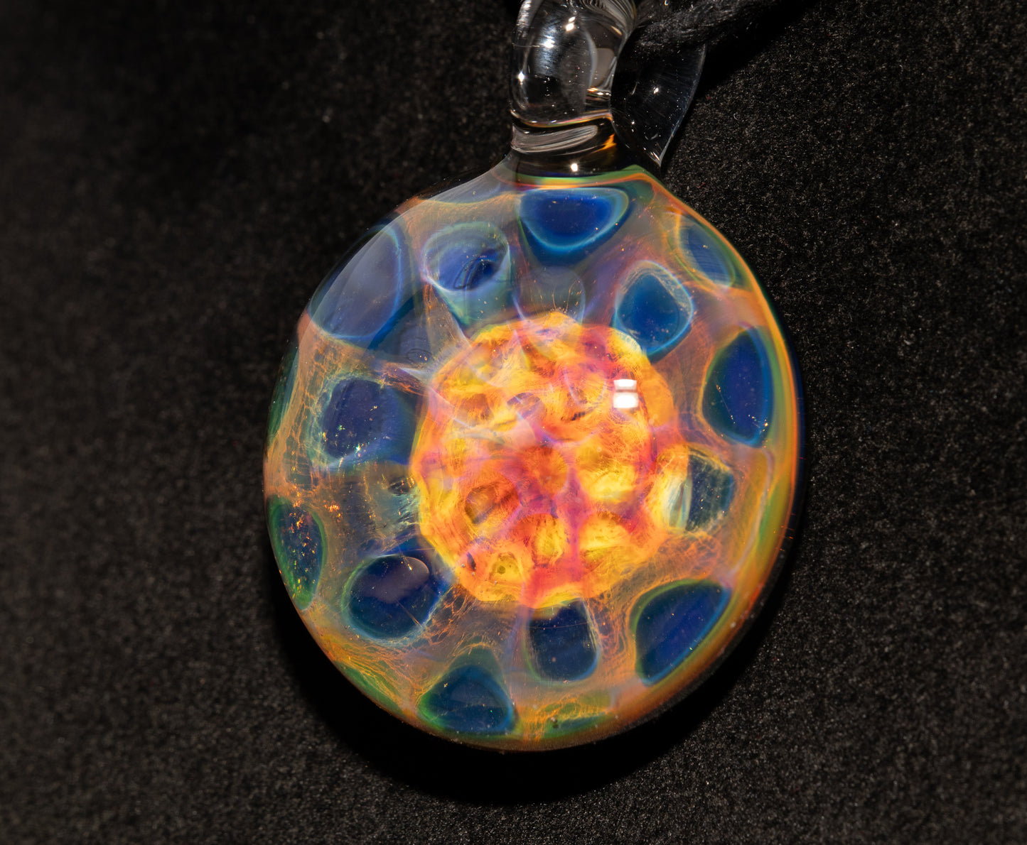 Silver Infused Glass Pendant | Heady Honeycomb Necklace | Borosilicate Color Shift Jewelry | Galaxy-Inspired Design