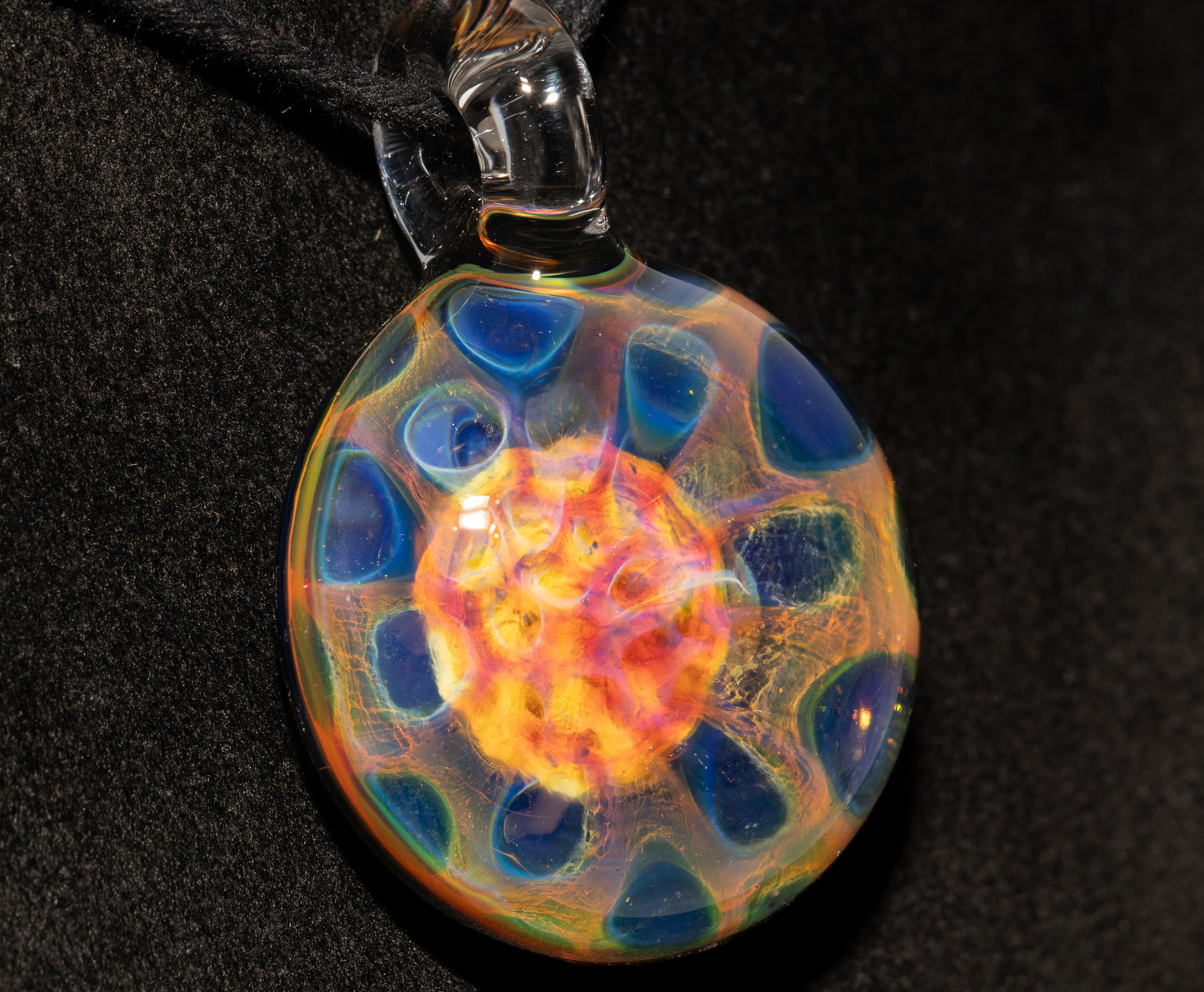 Silver Infused Glass Pendant | Heady Honeycomb Necklace | Borosilicate Color Shift Jewelry | Galaxy-Inspired Design