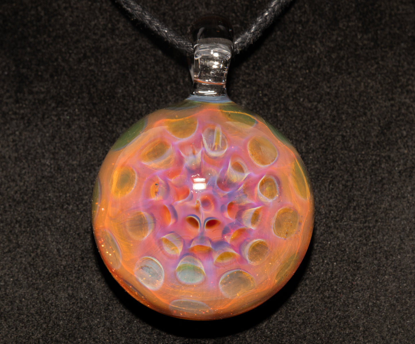 Cosmic Honeycomb Glass Pendant | Silver Vapor Necklace | Borosilicate Art Jewelry | Iridescent Space Talisman Gift