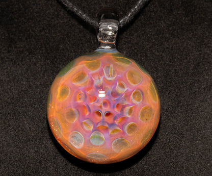 Cosmic Honeycomb Glass Pendant | Silver Vapor Necklace | Borosilicate Art Jewelry | Iridescent Space Talisman Gift