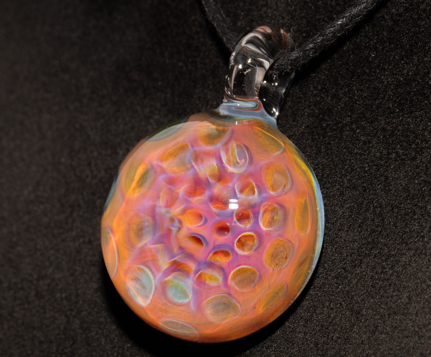Cosmic Honeycomb Glass Pendant | Silver Vapor Necklace | Borosilicate Art Jewelry | Iridescent Space Talisman Gift