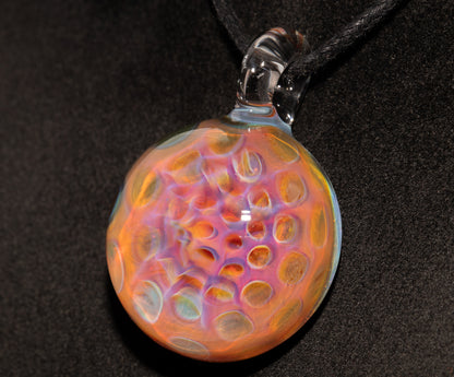 Cosmic Honeycomb Glass Pendant | Silver Vapor Necklace | Borosilicate Art Jewelry | Iridescent Space Talisman Gift