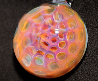 Cosmic Honeycomb Glass Pendant | Silver Vapor Necklace | Borosilicate Art Jewelry | Iridescent Space Talisman Gift