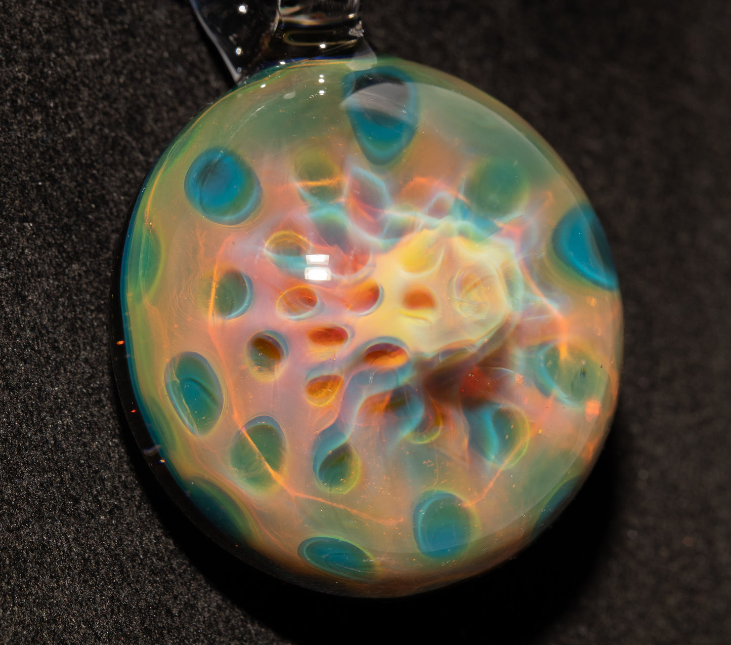 Ethereal Fumed Pendant | Honeycomb Glass Necklace | Heady Borosilicate Jewelry | Galactic Depth Art Creation