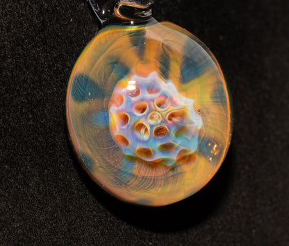Handcrafted Galaxy Pendant | Silver Honeycomb Necklace | Iridescent Borosilicate Jewelry | Cosmic Heady Art Piece