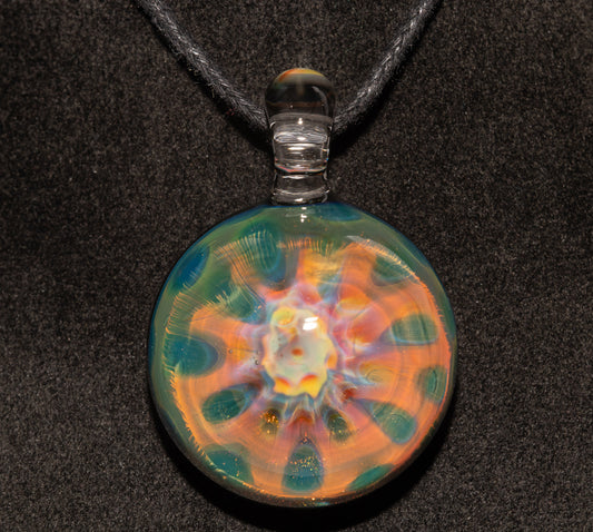Silver Fume Honeycomb Necklace | Handblown Borosilicate Pendant | Space Glow Jewelry | Celestial Artisan Creation