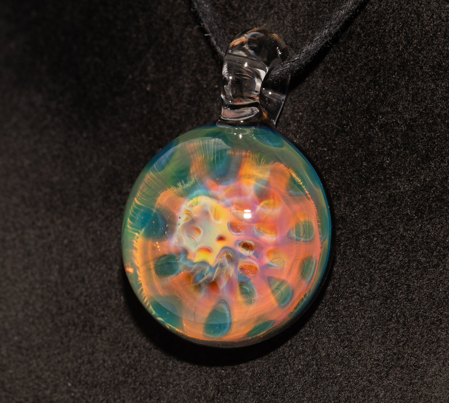Silver Fume Honeycomb Necklace | Handblown Borosilicate Pendant | Space Glow Jewelry | Celestial Artisan Creation
