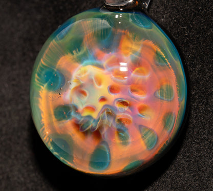 Silver Fume Honeycomb Necklace | Handblown Borosilicate Pendant | Space Glow Jewelry | Celestial Artisan Creation