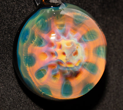 Silver Fume Honeycomb Necklace | Handblown Borosilicate Pendant | Space Glow Jewelry | Celestial Artisan Creation