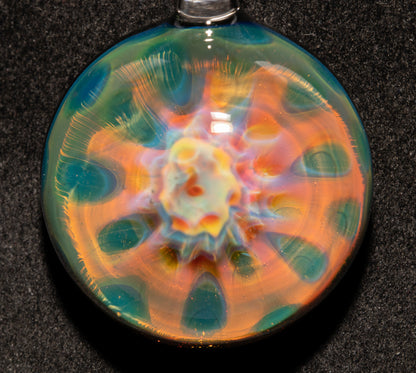 Silver Fume Honeycomb Necklace | Handblown Borosilicate Pendant | Space Glow Jewelry | Celestial Artisan Creation