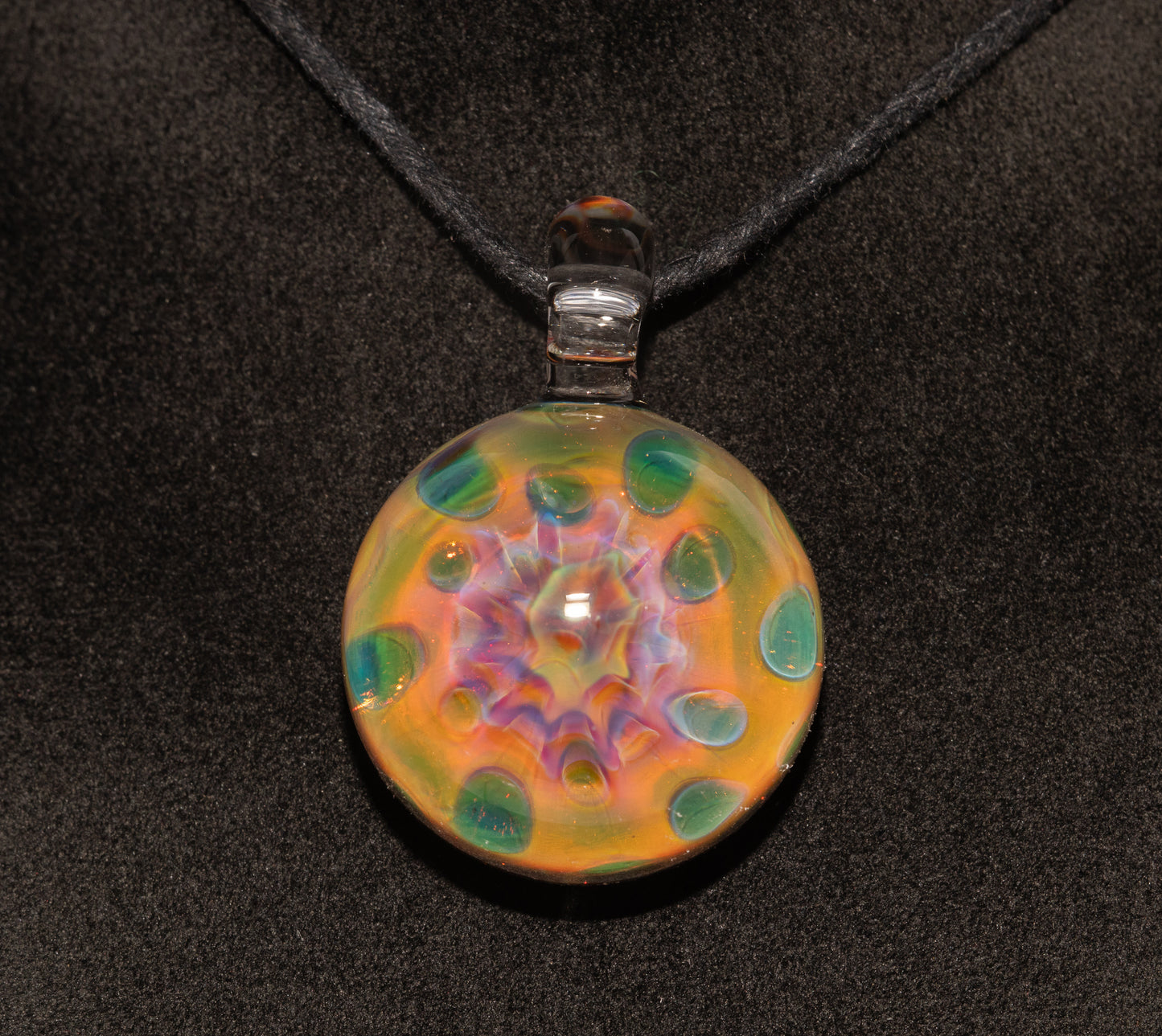 Fumed Honeycomb Glass Pendant | Iridescent Borosilicate Necklace | Galaxy Depth Jewelry | Artisan Cosmic Creation