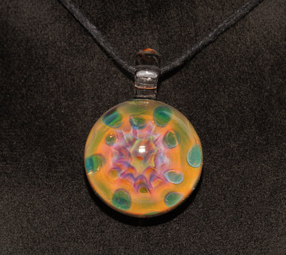 Fumed Honeycomb Glass Pendant | Iridescent Borosilicate Necklace | Galaxy Depth Jewelry | Artisan Cosmic Creation