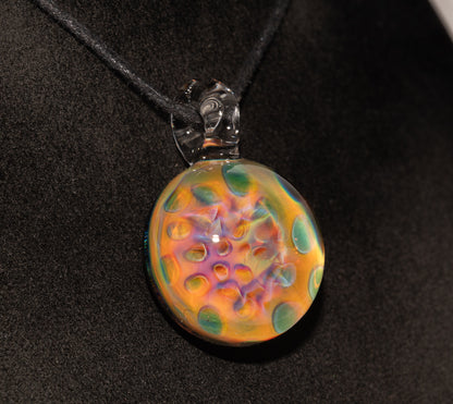 Fumed Honeycomb Glass Pendant | Iridescent Borosilicate Necklace | Galaxy Depth Jewelry | Artisan Cosmic Creation