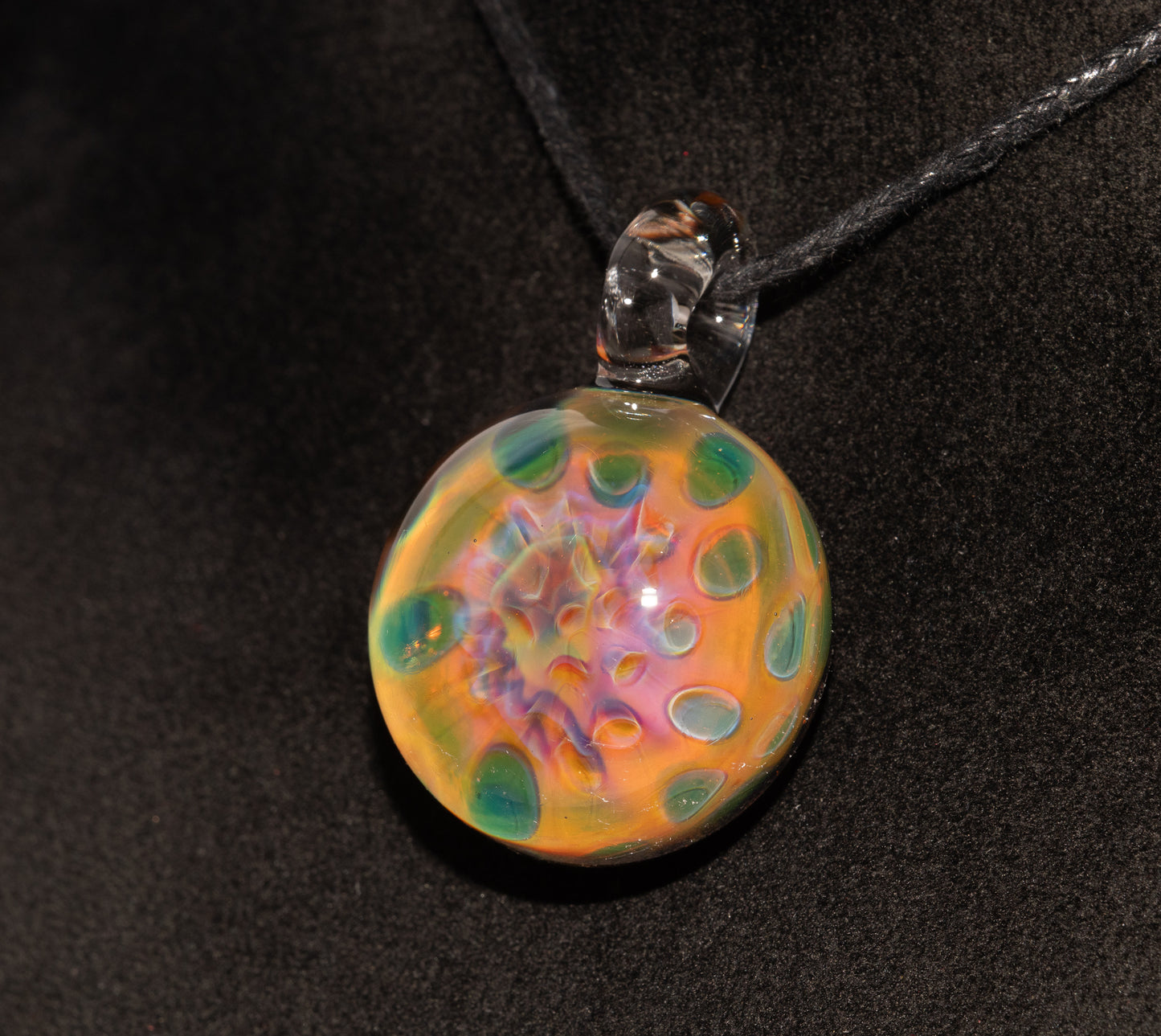 Fumed Honeycomb Glass Pendant | Iridescent Borosilicate Necklace | Galaxy Depth Jewelry | Artisan Cosmic Creation