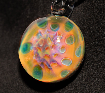Fumed Honeycomb Glass Pendant | Iridescent Borosilicate Necklace | Galaxy Depth Jewelry | Artisan Cosmic Creation