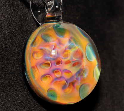 Fumed Honeycomb Glass Pendant | Iridescent Borosilicate Necklace | Galaxy Depth Jewelry | Artisan Cosmic Creation