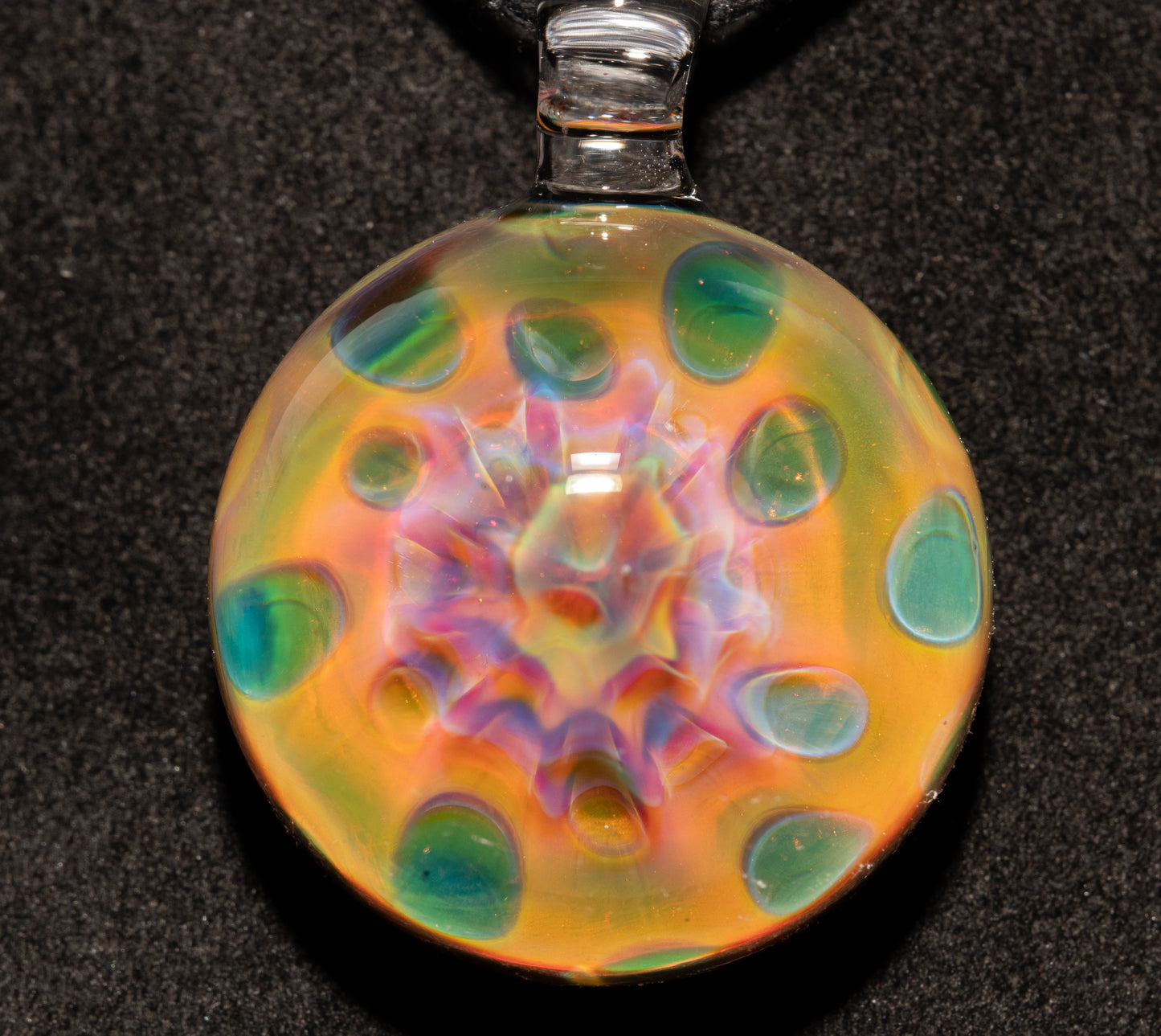 Fumed Honeycomb Glass Pendant | Iridescent Borosilicate Necklace | Galaxy Depth Jewelry | Artisan Cosmic Creation