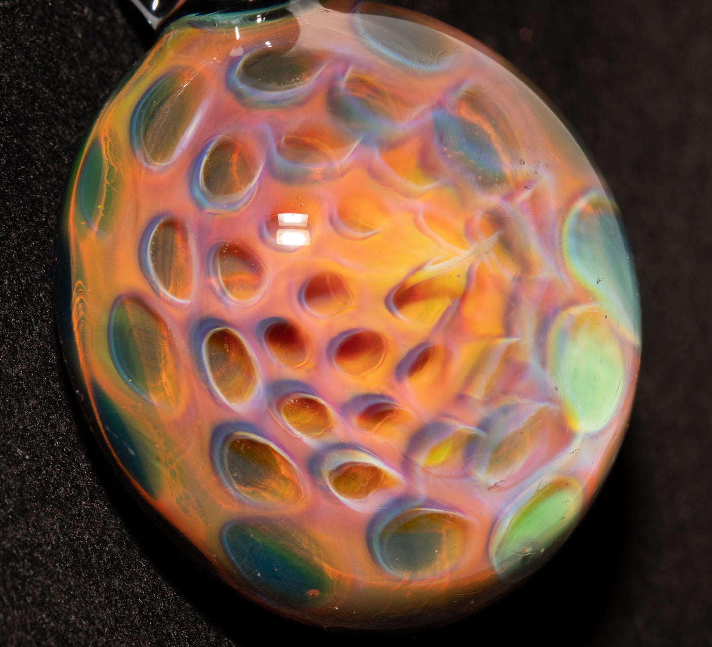 Silver Fumed Honeycomb Pendant | Heady Glass Necklace | Borosilicate Galaxy Jewelry | Space Talisman Ethereal Art Pendant
