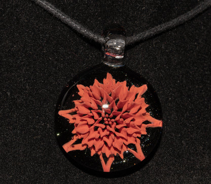 Dahlia Bloom Glass Pendant | Handmade Borosilicate Floral Necklace | Botanical Jewelry