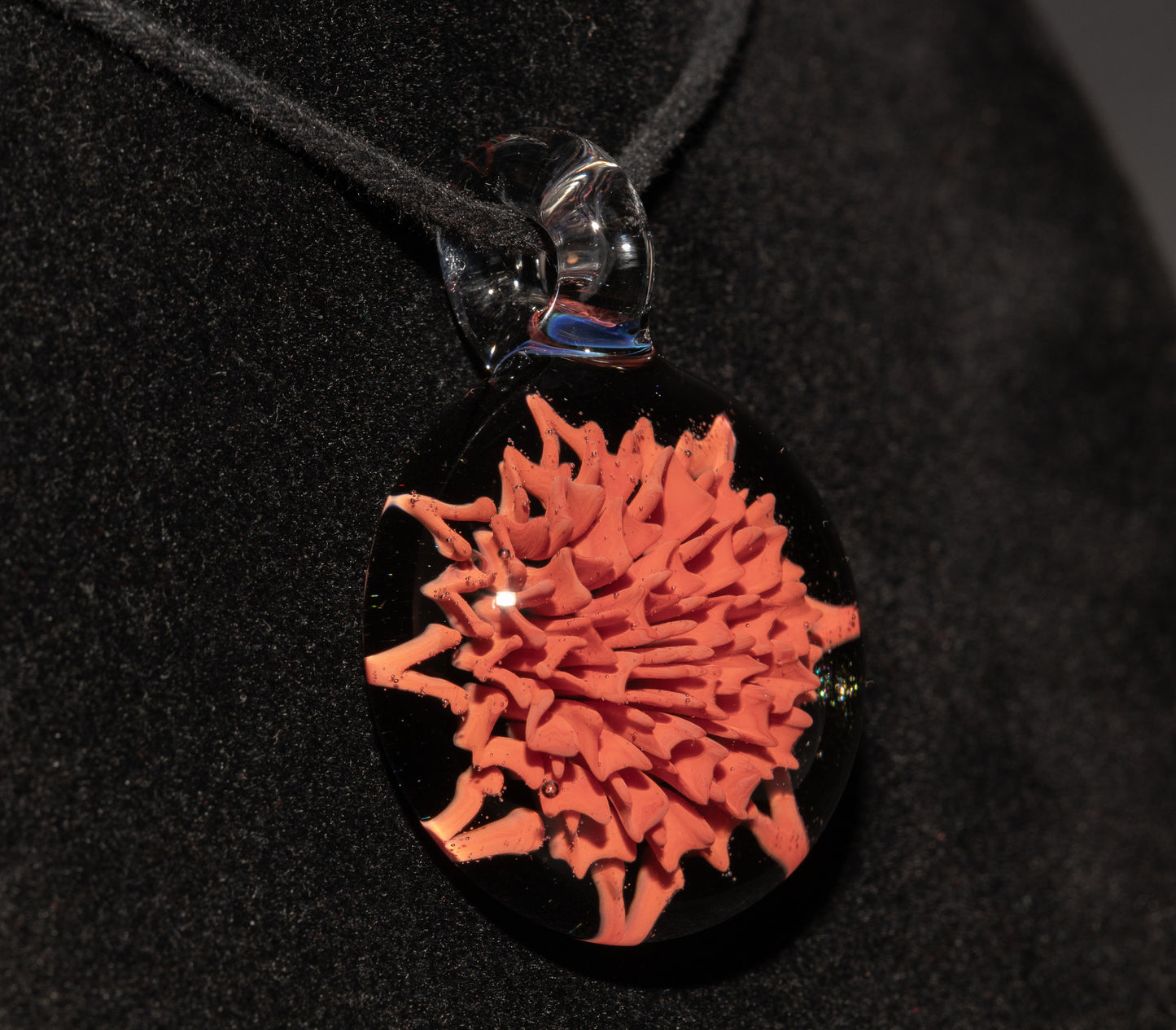 Dahlia Bloom Glass Pendant | Handmade Borosilicate Floral Necklace | Botanical Jewelry
