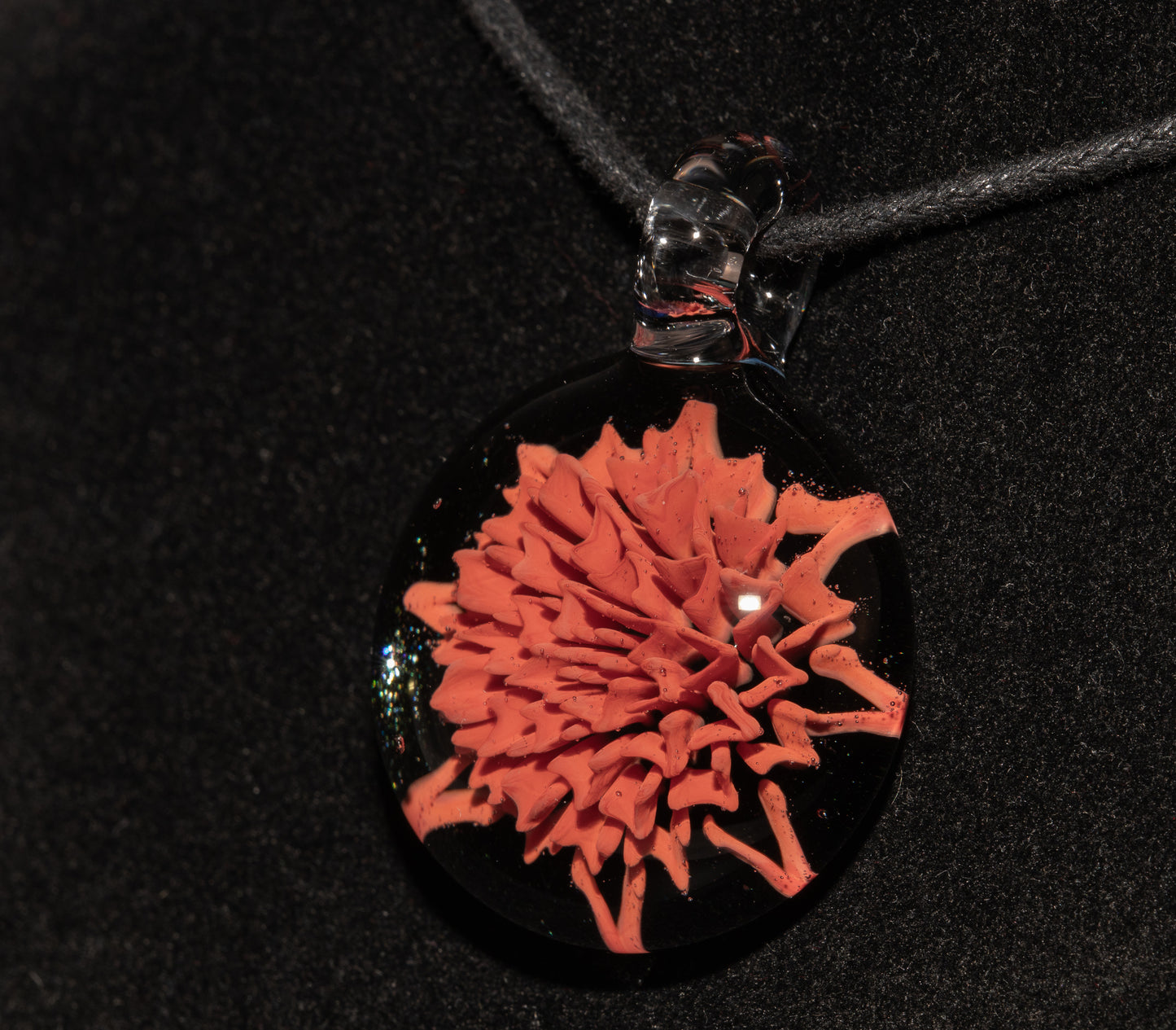 Dahlia Bloom Glass Pendant | Handmade Borosilicate Floral Necklace | Botanical Jewelry