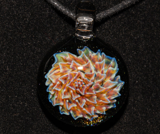 Botanical Dahlia Glass Necklace | Artisan Handblown Flower Pendant | Wearable Art Jewelry
