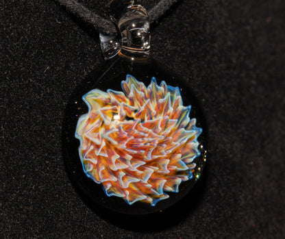 Botanical Dahlia Glass Necklace | Artisan Handblown Flower Pendant | Wearable Art Jewelry