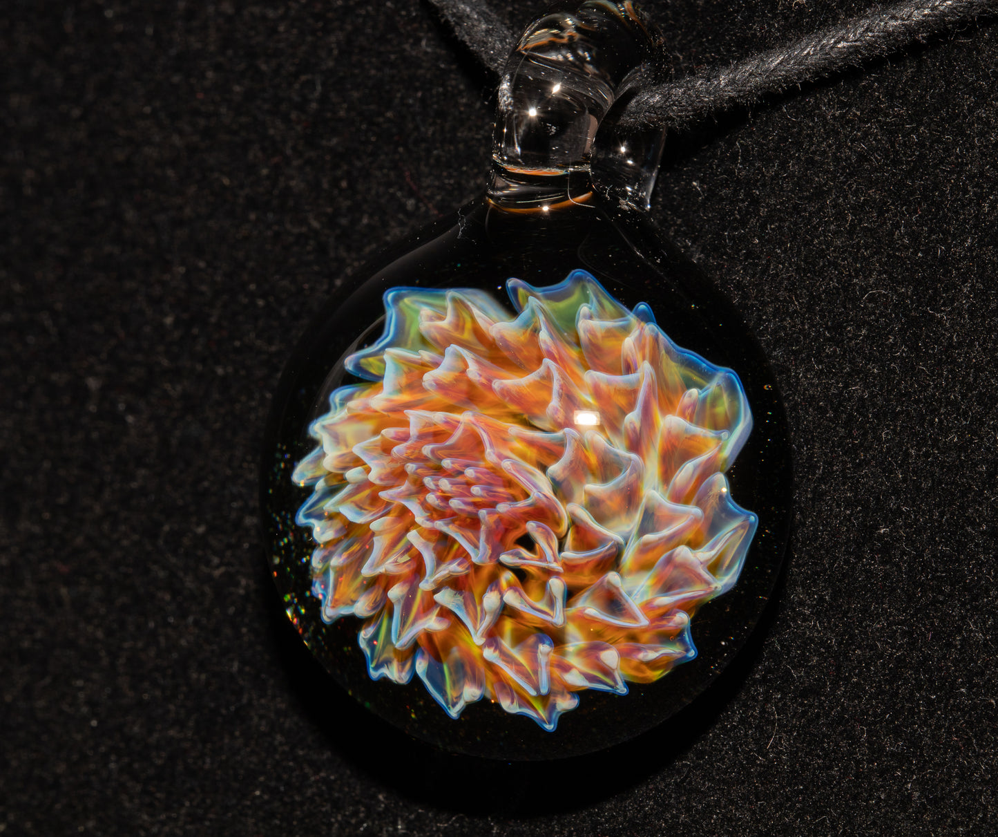 Botanical Dahlia Glass Necklace | Artisan Handblown Flower Pendant | Wearable Art Jewelry