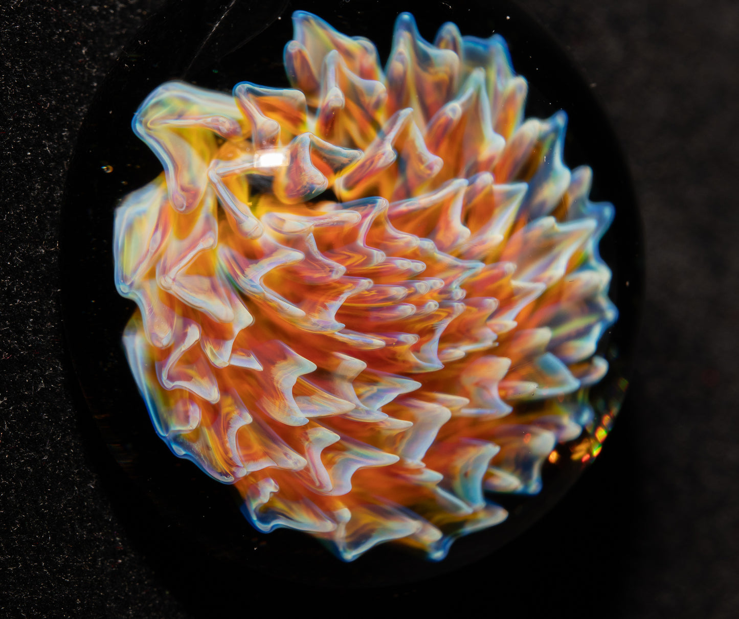 Botanical Dahlia Glass Necklace | Artisan Handblown Flower Pendant | Wearable Art Jewelry