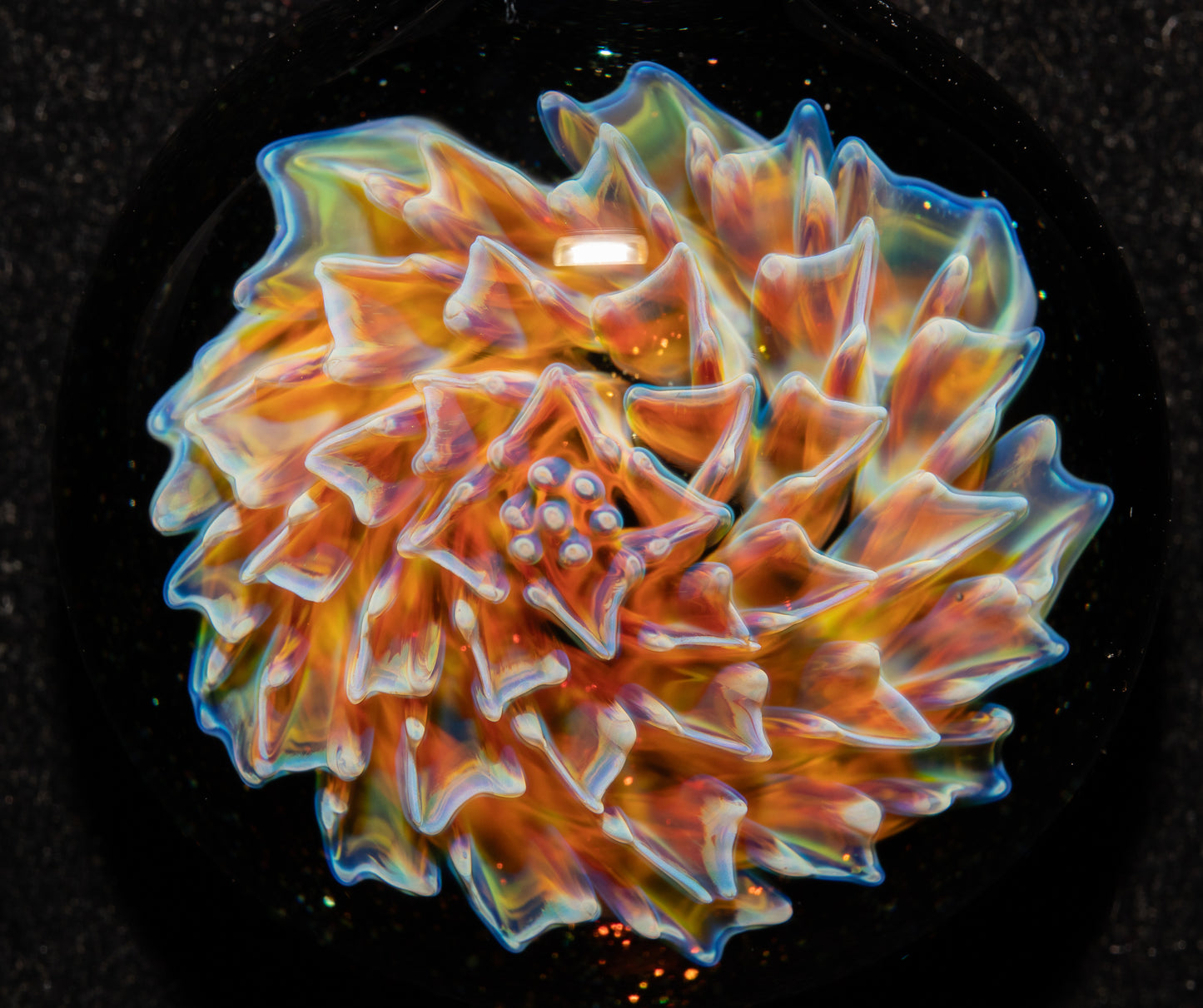 Botanical Dahlia Glass Necklace | Artisan Handblown Flower Pendant | Wearable Art Jewelry