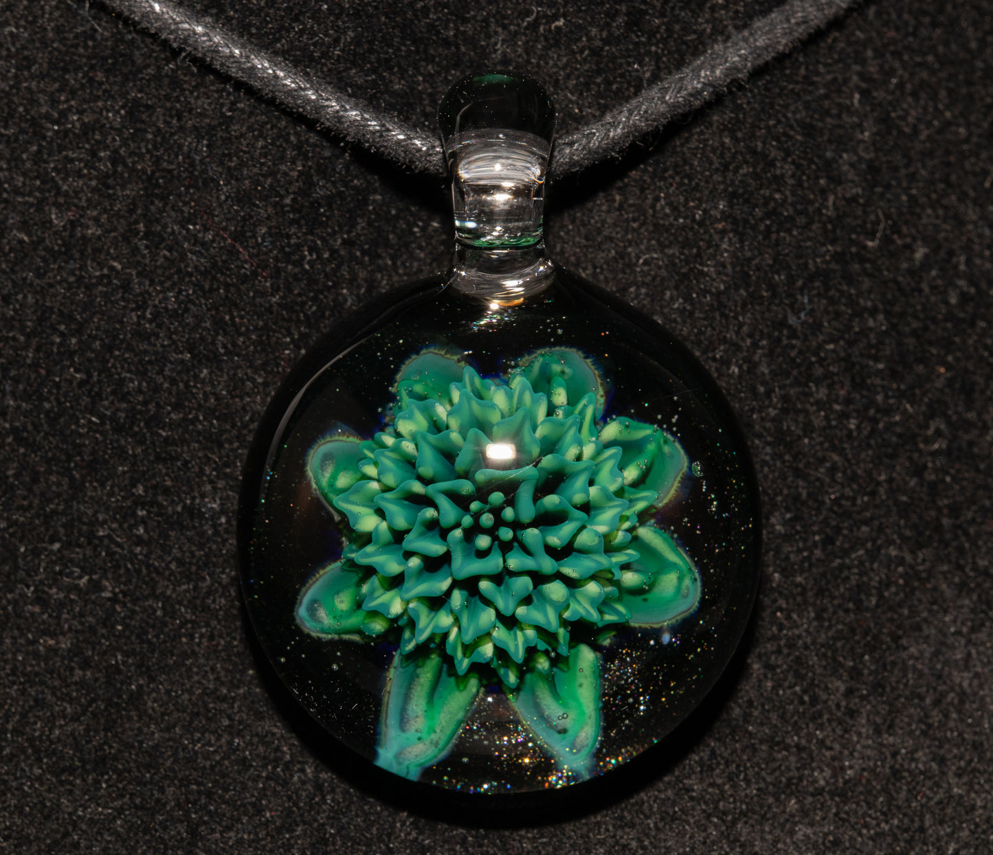 Glass Dahlia Pendant Necklace | Handblown Floral Borosilicate Jewelry | Nature-Inspired Gift