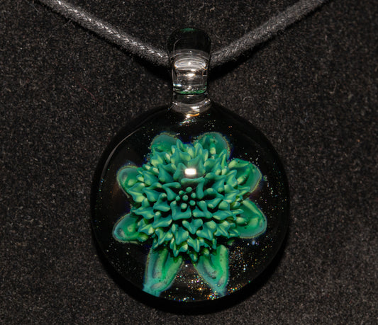 Glass Dahlia Pendant Necklace | Handblown Floral Borosilicate Jewelry | Nature-Inspired Gift