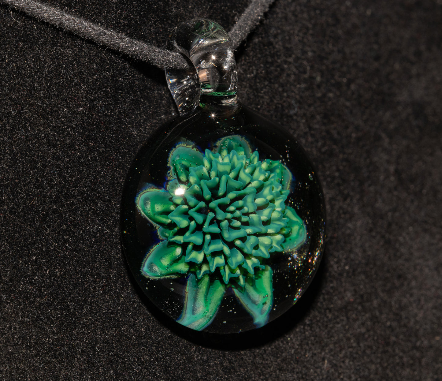 Glass Dahlia Pendant Necklace | Handblown Floral Borosilicate Jewelry | Nature-Inspired Gift