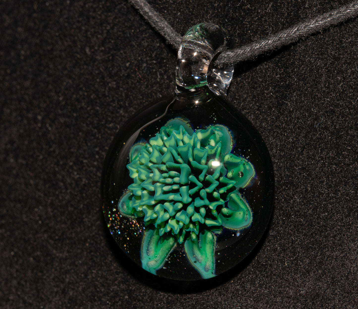 Glass Dahlia Pendant Necklace | Handblown Floral Borosilicate Jewelry | Nature-Inspired Gift