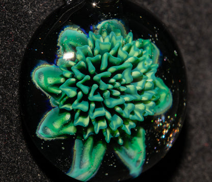 Glass Dahlia Pendant Necklace | Handblown Floral Borosilicate Jewelry | Nature-Inspired Gift