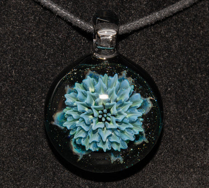 Blooming Dahlia Necklace | Borosilicate Glass Flower Pendant | Handmade Botanical Jewelry