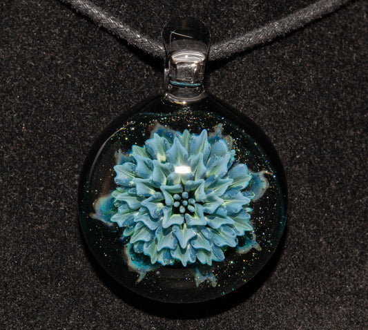 Blooming Dahlia Necklace | Borosilicate Glass Flower Pendant | Handmade Botanical Jewelry