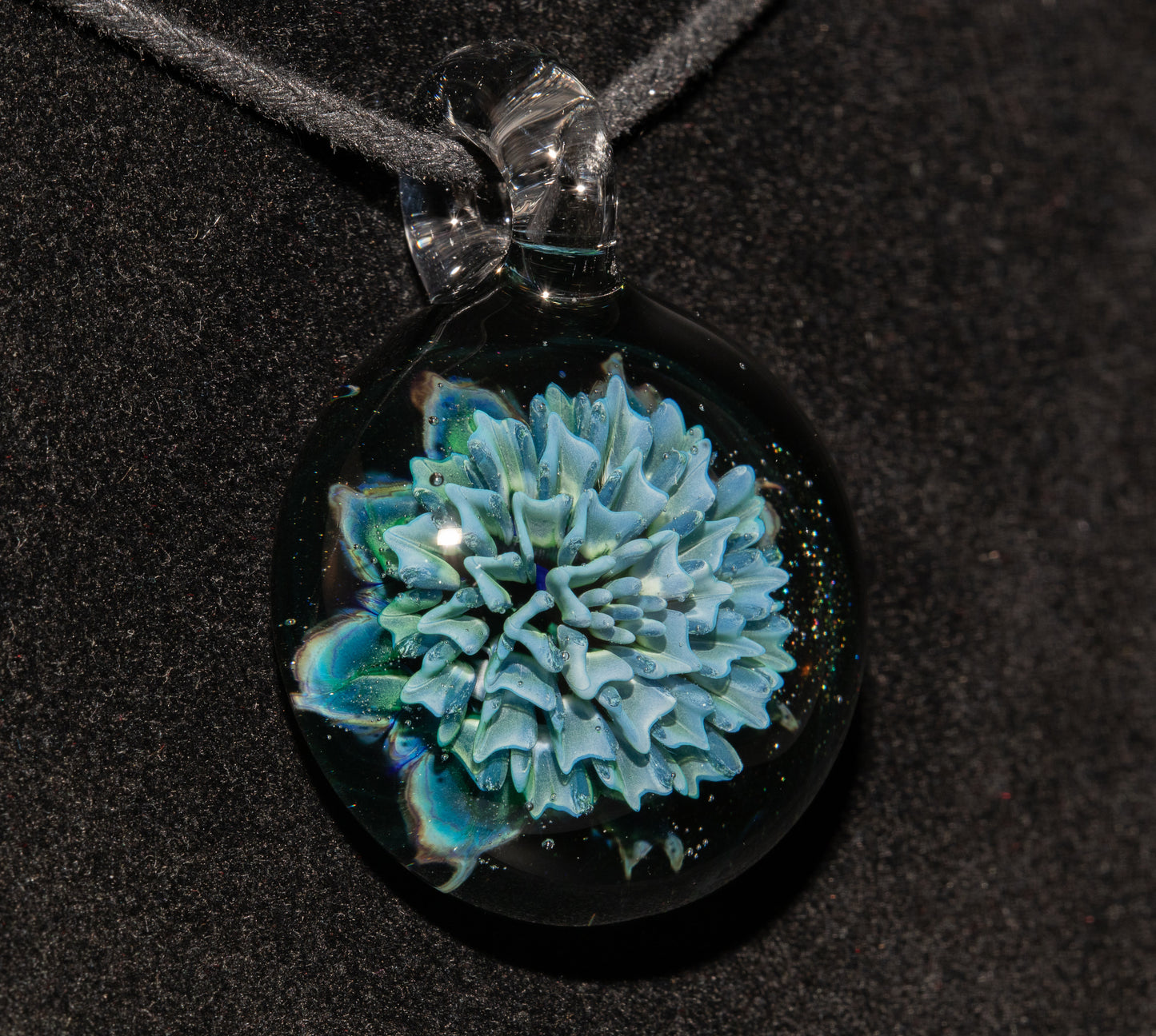 Blooming Dahlia Necklace | Borosilicate Glass Flower Pendant | Handmade Botanical Jewelry