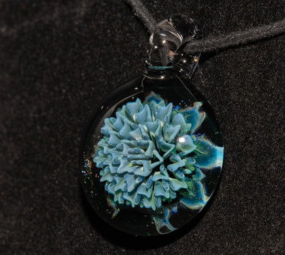Blooming Dahlia Necklace | Borosilicate Glass Flower Pendant | Handmade Botanical Jewelry