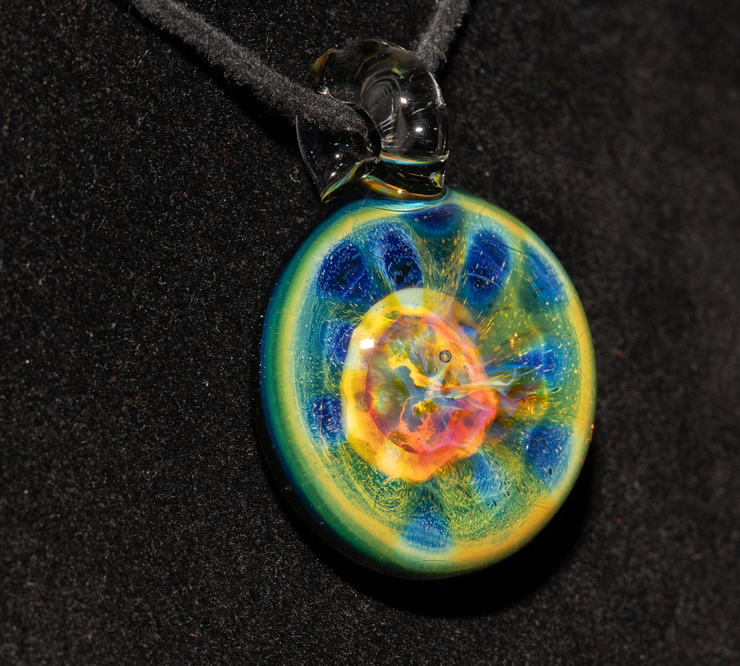 Borosilicate Jewelry | Galactic Depth Art Creation | Ethereal Fumed Pendant | Lotus Pod Glass Necklace