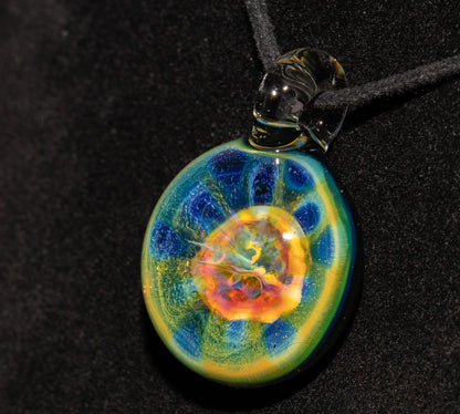 Borosilicate Jewelry | Galactic Depth Art Creation | Ethereal Fumed Pendant | Lotus Pod Glass Necklace