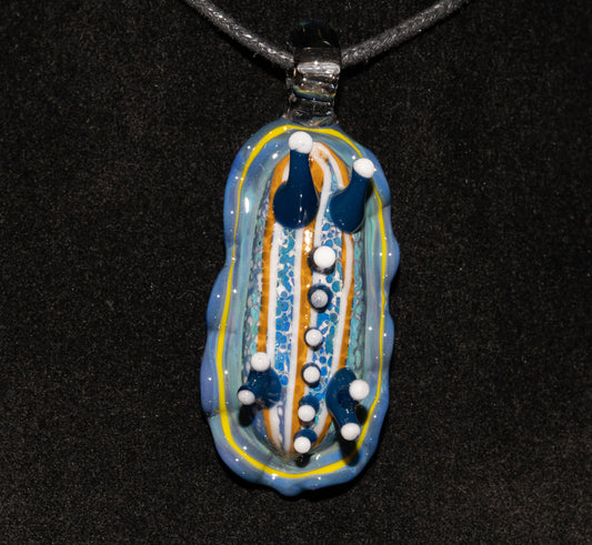 Artistic Glass Nudibranch | Sea Slug Reef Pendant | Ocean Borosilicate Beach Necklace | Coastal Summer Statement Piece