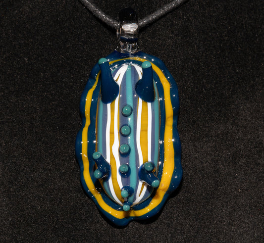Handmade Glass Sea Slug Pendant | Nudibranch Ocean Art Necklace | Saltwater Reef Borosilicate Jewelry | Coastal Festival Style