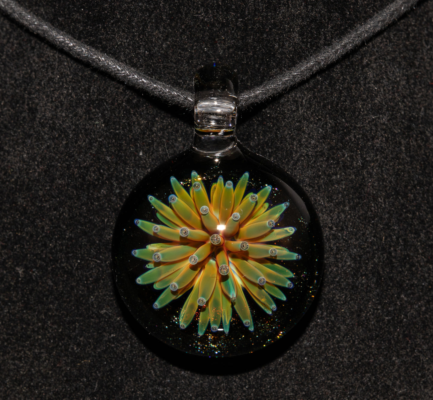 Implosion Star Pendant | Nebula Glass Necklace | Handcrafted Borosilicate Jewelry | Cosmic Black Back Design