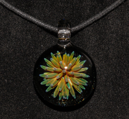 Implosion Star Pendant | Nebula Glass Necklace | Handcrafted Borosilicate Jewelry | Cosmic Black Back Design